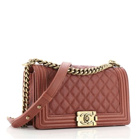 Chanel Boy Flap Bag Quilted Matte Caviar Old Medium Red